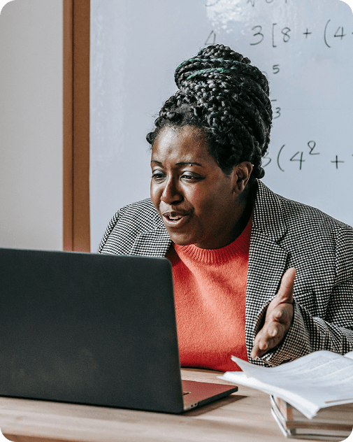 Tutor conducting interactive online session